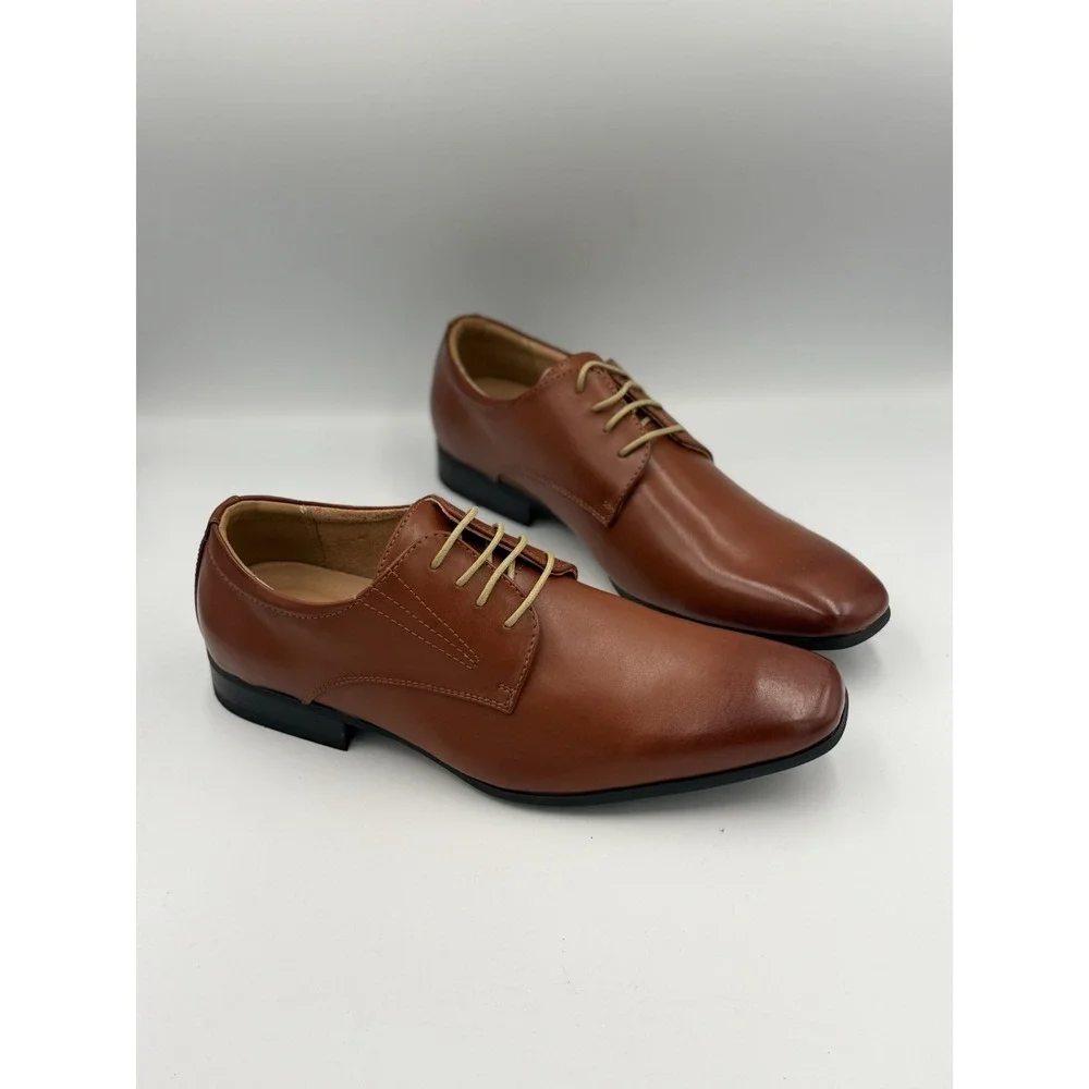 Bruno Marc Gordon Heaxuffer Dress Shoes Men's 9.5 Brown Lace Up Square Toe NIB